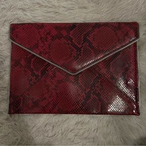 Rebecca Minkoff Sunday Leo red snake leather clutch